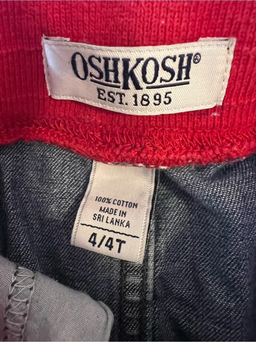Vintage Y2K OshKosh 4T Denim Tiered Ruffle Skirt Red Star Stripe Waist Girls